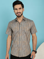 Thumbnail for Indian Needle Men's Floral Printed Casual Shirt - Beige - Distacart