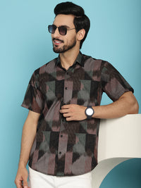 Thumbnail for Indian Needle Men's Floral Printed Casual Shirt - Brown - Distacart