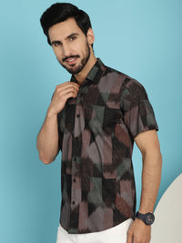 Thumbnail for Indian Needle Men's Floral Printed Casual Shirt - Brown - Distacart