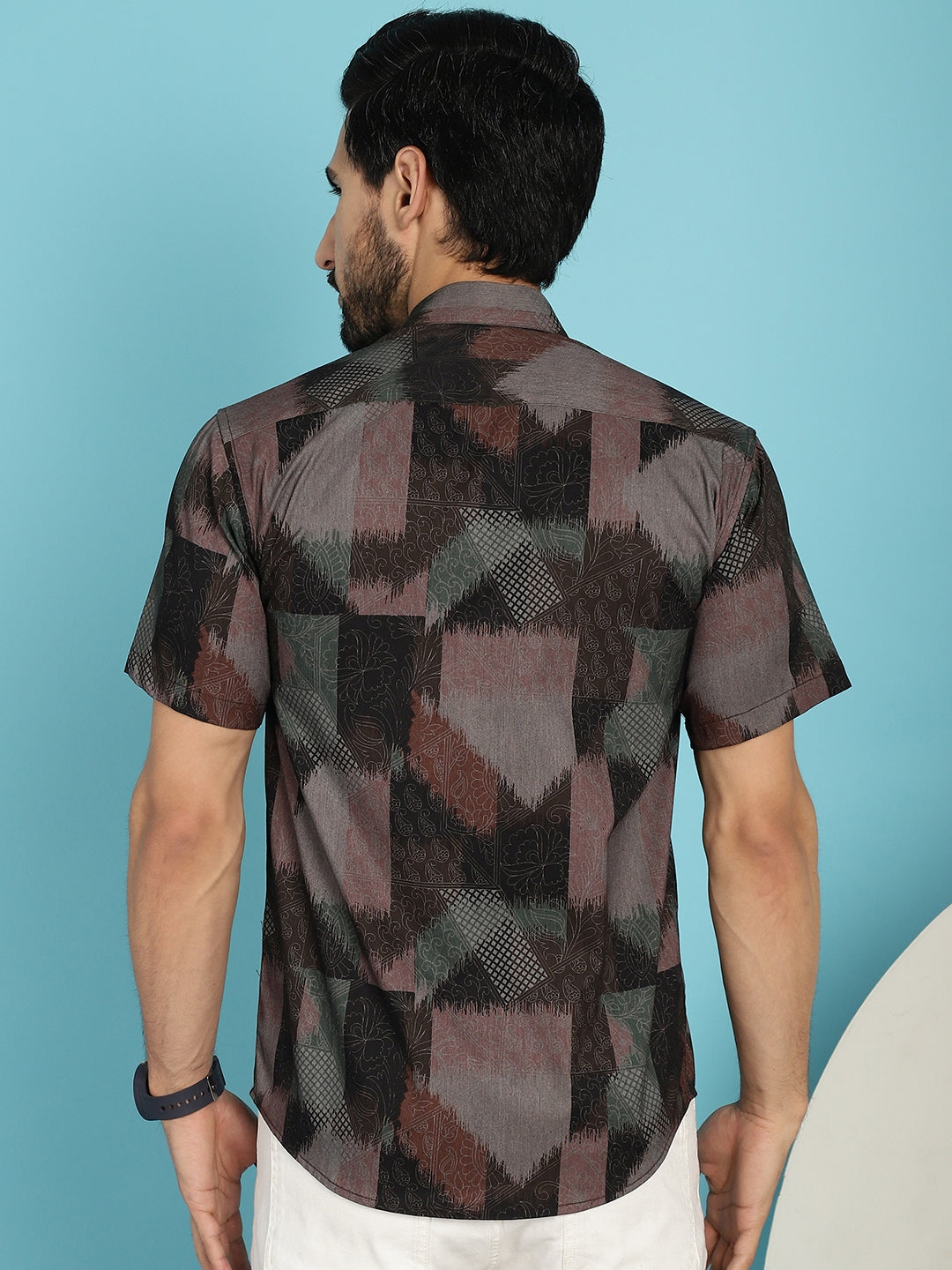 Indian Needle Men's Floral Printed Casual Shirt - Brown - Distacart