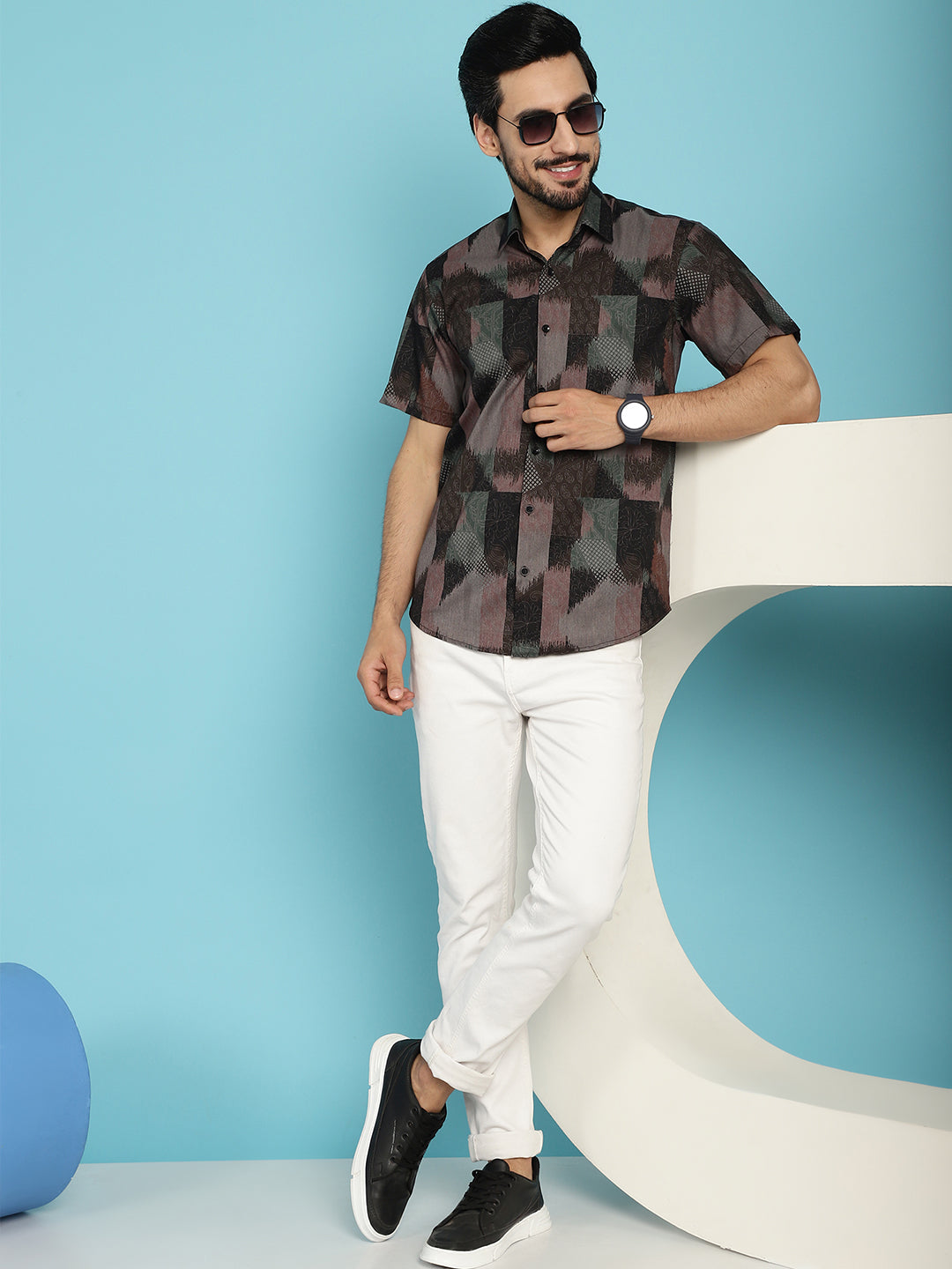 Indian Needle Men's Floral Printed Casual Shirt - Brown - Distacart