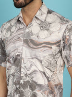 Thumbnail for Indian Needle Men's Floral Printed Casual Shirt - Cream - Distacart