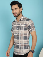 Thumbnail for Indian Needle Men's Checked Casual Shirt - Grey - Distacart