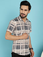 Thumbnail for Indian Needle Men's Checked Casual Shirt - Grey - Distacart