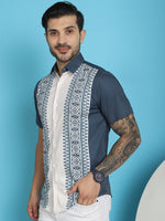 Thumbnail for Indian Needle Men's Printed Half Sleeve Lycra Shirt - Charcoal - Distacart