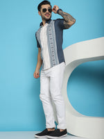 Thumbnail for Indian Needle Men's Printed Half Sleeve Lycra Shirt - Charcoal - Distacart