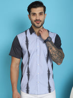 Thumbnail for Indian Needle Men's Printed Half Sleeve Lycra Shirt - Sky Blue - Distacart
