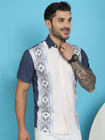 Thumbnail for Indian Needle Men's Printed Half Sleeve Lycra Shirt - White - Distacart