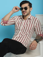 Thumbnail for Indian Needle Men's Woven Design Cotton Shirt - Maroon - Distacart