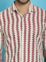 Thumbnail for Indian Needle Men's Woven Design Cotton Shirt - Maroon - Distacart