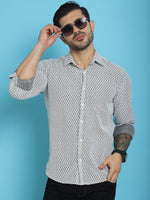 Thumbnail for Indian Needle Men's Woven Design Cotton Shirt - White - Distacart