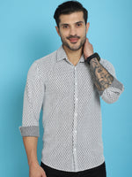 Thumbnail for Indian Needle Men's Woven Design Cotton Shirt - White - Distacart