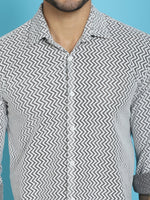 Thumbnail for Indian Needle Men's Woven Design Cotton Shirt - White - Distacart