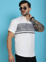 Thumbnail for Indian Needle Men's Printed Half Sleeve Lycra Shirt - White - Distacart