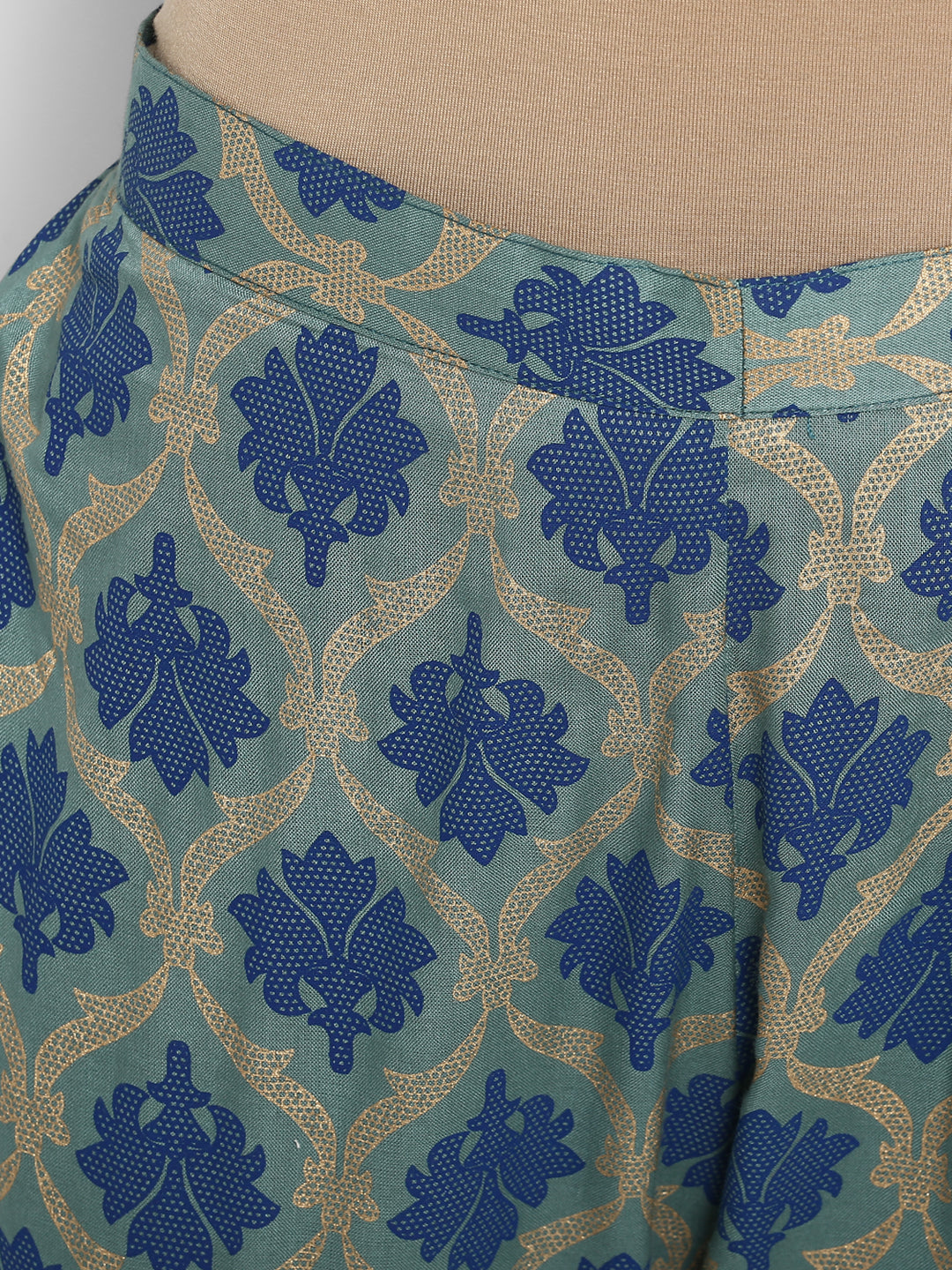 Janasya Turquoise Green Rayon Foil Print Set - Distacart