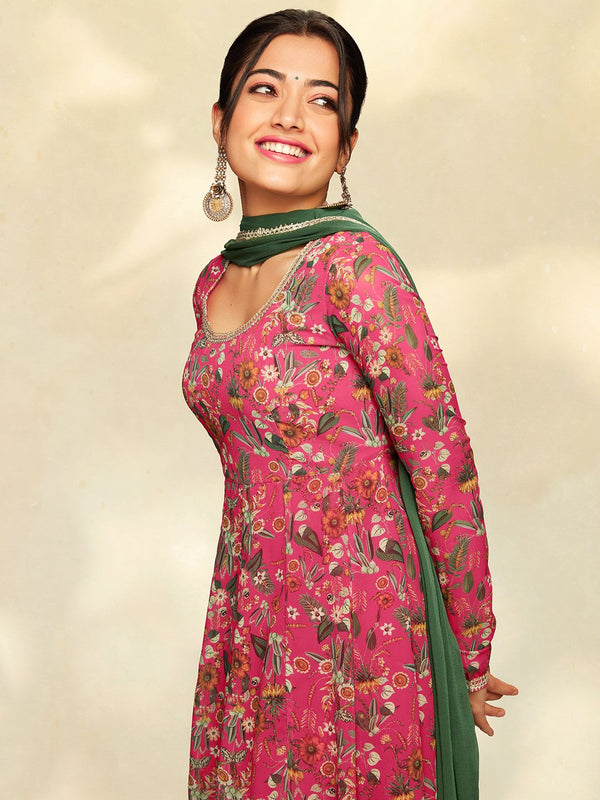 Janasya Pink Georgette Digital Floral Printed Set - Distacart