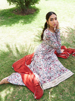 Thumbnail for Janasya Beige Georgette Digital Floral Printed Set - Distacart