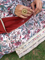 Thumbnail for Janasya Beige Georgette Digital Floral Printed Set - Distacart