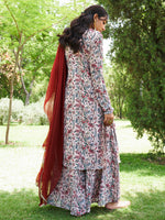 Thumbnail for Janasya Beige Georgette Digital Floral Printed Set - Distacart