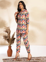Thumbnail for Janasya Multicolor Cotton Ikat Printed Set - Distacart