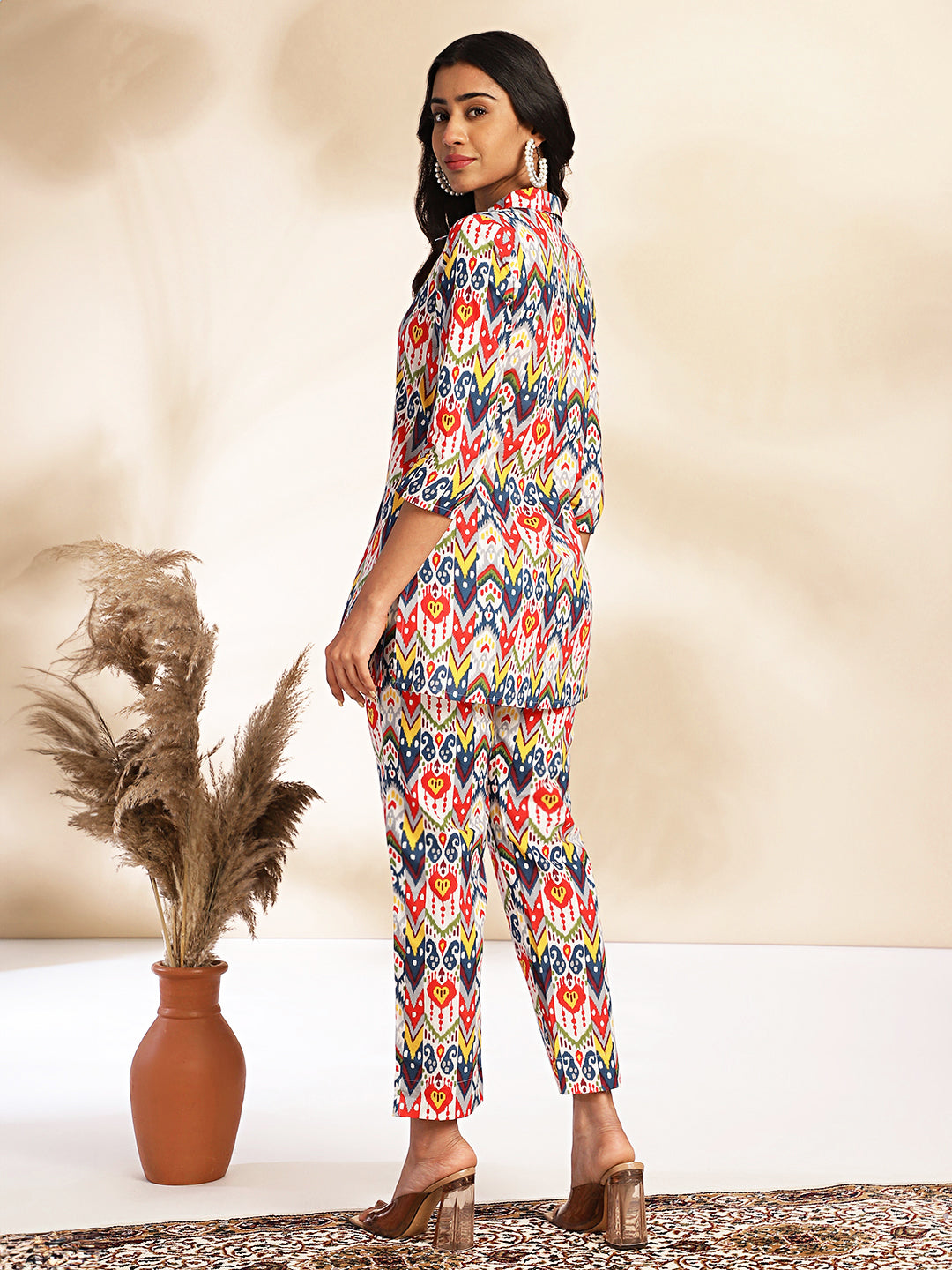 Janasya Multicolor Cotton Ikat Printed Set - Distacart