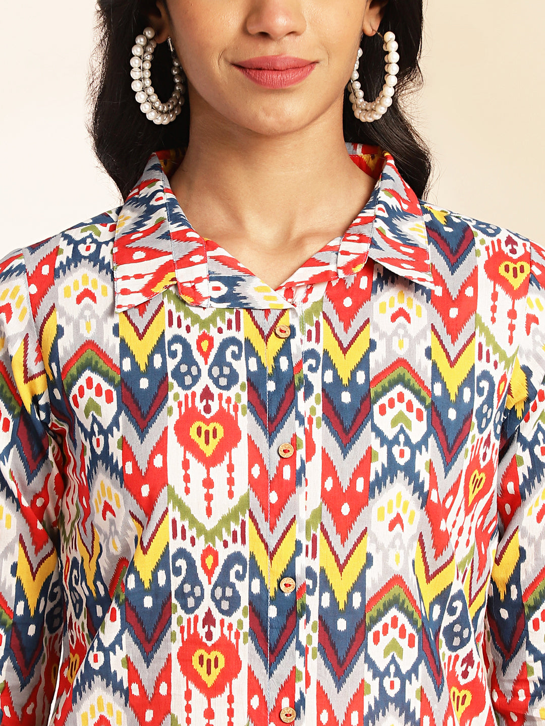 Janasya Multicolor Cotton Ikat Printed Set - Distacart