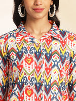 Thumbnail for Janasya Multicolor Cotton Ikat Printed Set - Distacart