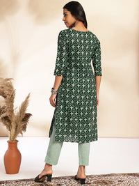 Thumbnail for Janasya Green Cotton Printed Sets