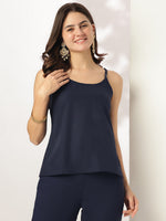 Thumbnail for Janasya Dark Georgette Foil Print Straight Kurta Set