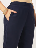 Thumbnail for Janasya Dark Georgette Foil Print Straight Kurta Set