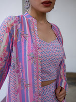 Thumbnail for Janasya Lavender Georgette Chevron Regular Co-ord Set