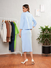 Thumbnail for Lyush Women Blue Strappy Bodycon Dress With Crop Shrug