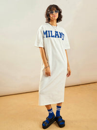 Thumbnail for Lyush Women White Milano Printed T-Shirt Dress