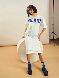 Thumbnail for Lyush Women White Milano Printed T-Shirt Dress