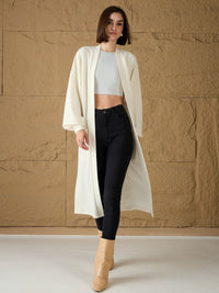 Thumbnail for Lyush Women Off-White Front Open Balloon Sleeve Shrug