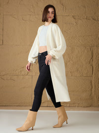 Thumbnail for Lyush Women Off-White Front Open Balloon Sleeve Shrug
