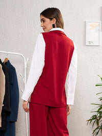 Thumbnail for Lyush Women Red Double-Breast Sleeveless Longline Blazer