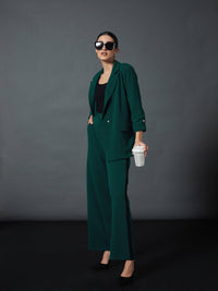 Thumbnail for Lyush Women Emerald Green Front Button Blazer