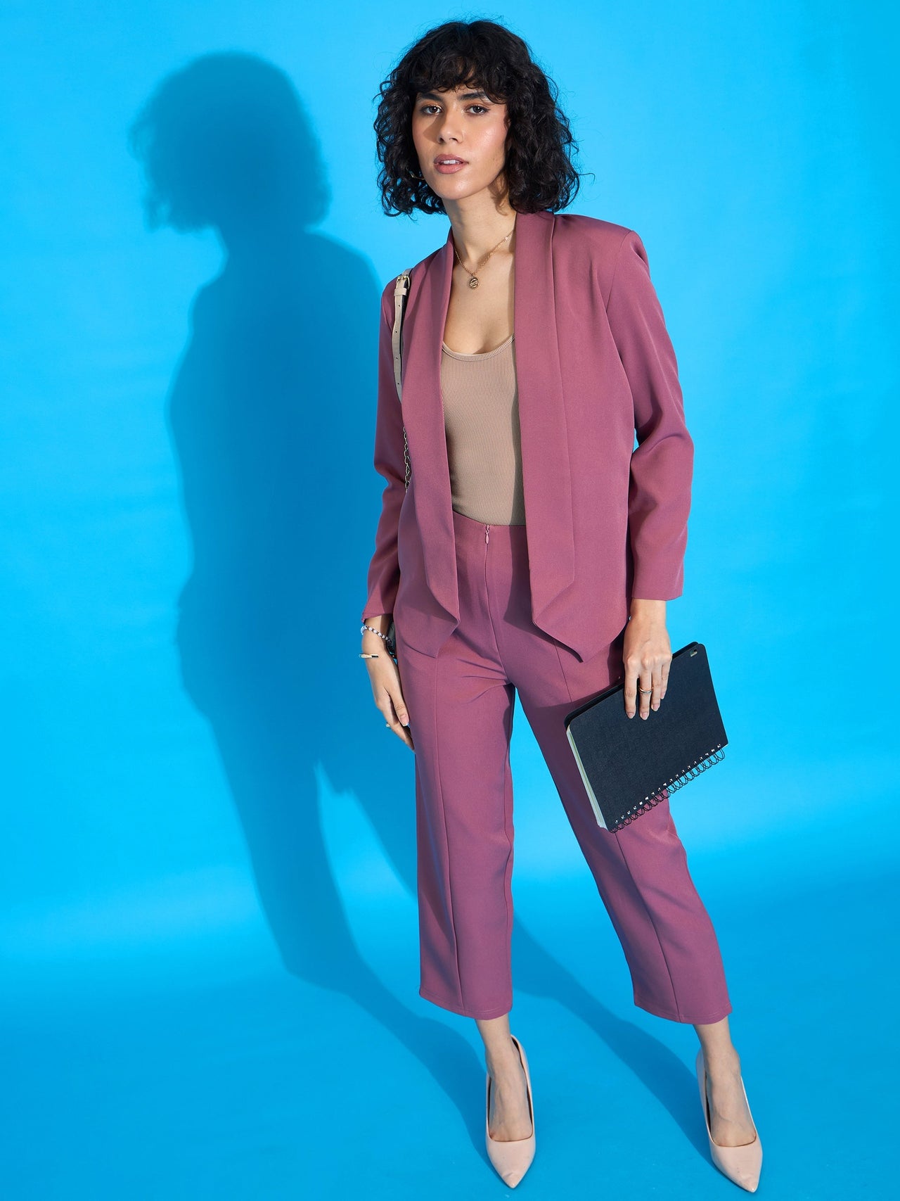 Lyush Women Onion Pink Shawl Collar Front Open Blazer