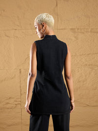Thumbnail for Lyush Women Black Wash Denim Eyelet Sleeveless Jacket