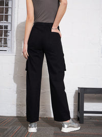 Thumbnail for Lyush Women Black Box Pocket Cargo Jeans