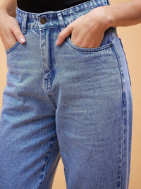 Thumbnail for Lyush Women Ice Blue Balloon Fit Jeans