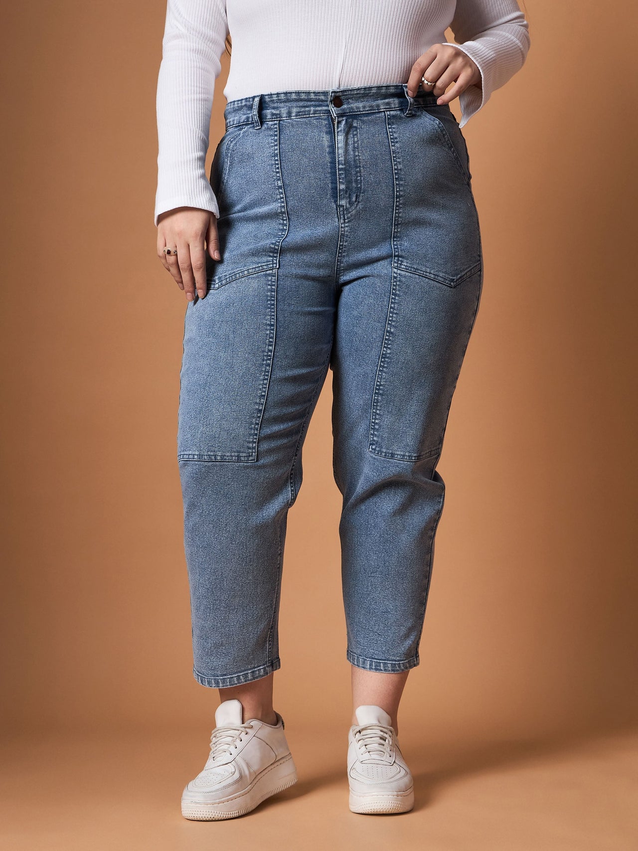Lyush Women Ice Blue Denim Balloon Fit Jeans