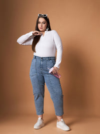 Thumbnail for Lyush Women Ice Blue Denim Balloon Fit Jeans