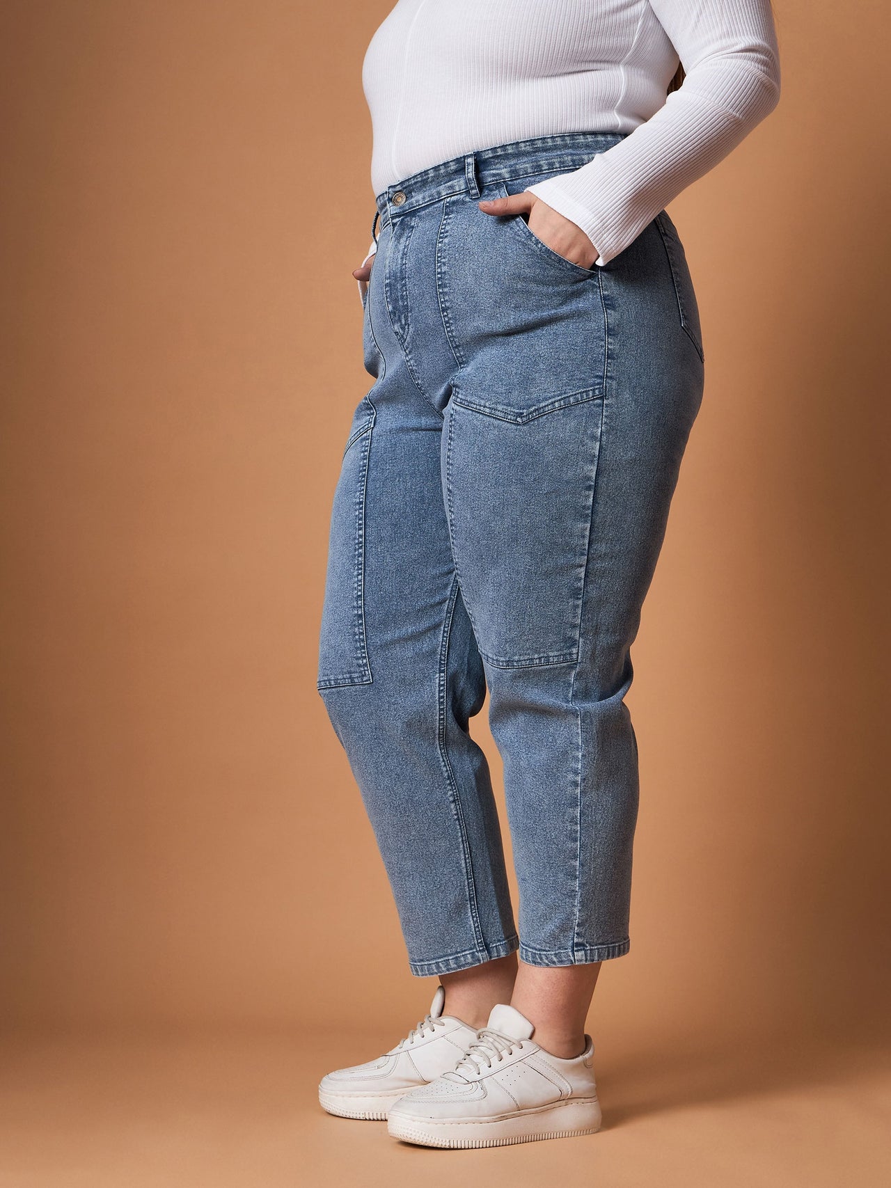 Lyush Women Ice Blue Denim Balloon Fit Jeans