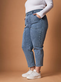 Thumbnail for Lyush Women Ice Blue Denim Balloon Fit Jeans