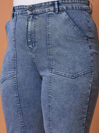 Thumbnail for Lyush Women Ice Blue Denim Balloon Fit Jeans