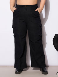 Thumbnail for Lyush Women Black Denim Front Seam Side Pockets Straight Jeans