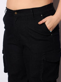 Thumbnail for Lyush Women Black Denim Front Seam Side Pockets Straight Jeans