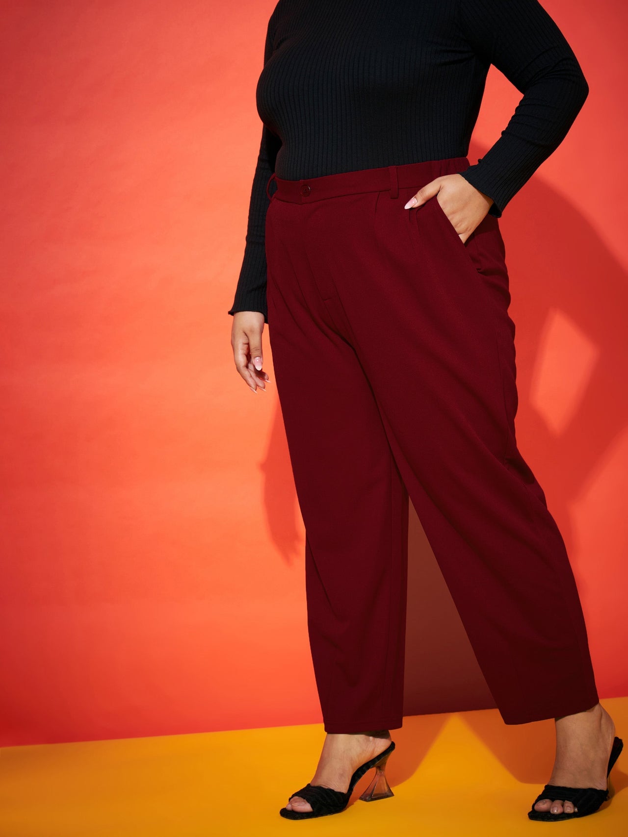 Lyush Women Maroon Balloon Fit Pants